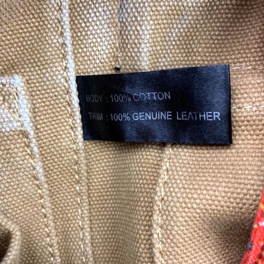 Robert Graham Robert Graham Backpack/Book Bag Beige/Tan Canvas Leather Trim Drawstring Adult Medium Mens Size ONE SIZE - 6 Thumbnail