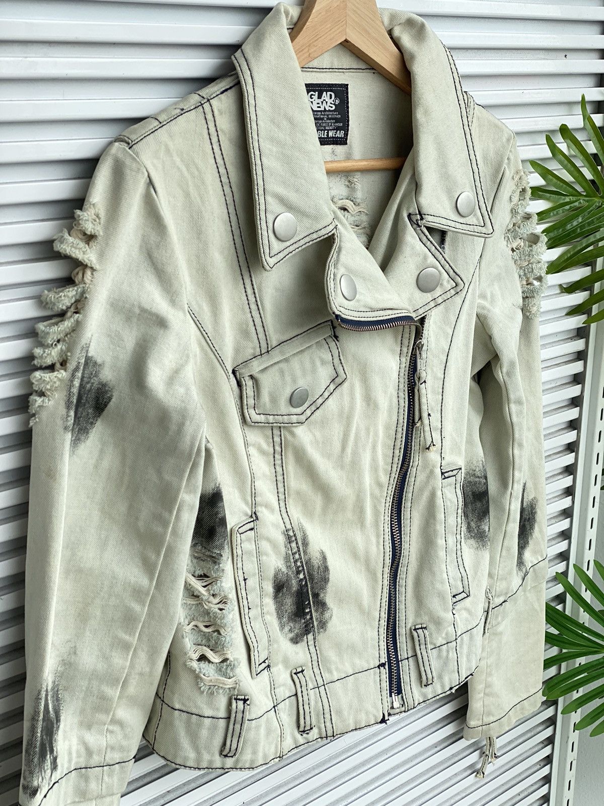 Japanese Brand Vintage Gladnews Distressed Denim Jacket Size US S / EU 44-46 / 1 - 3 Thumbnail