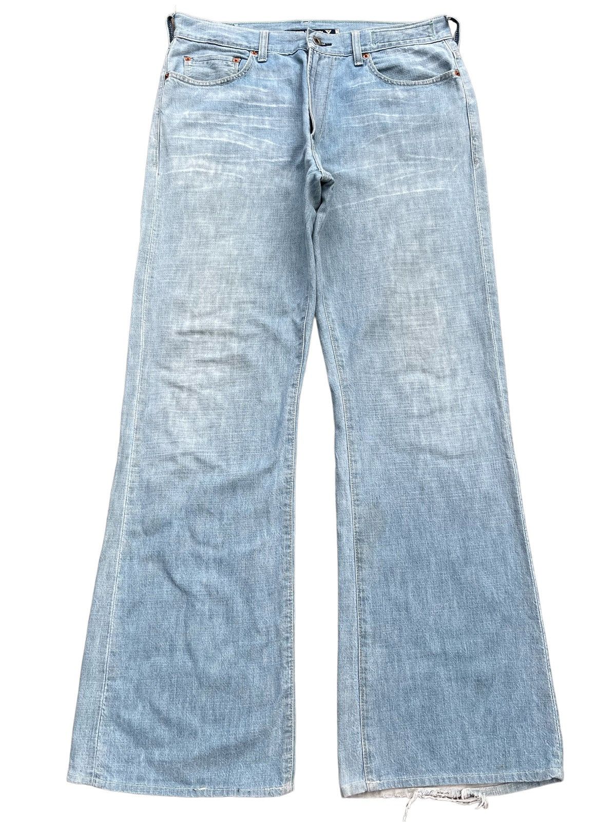 Guess Vintage Y2K Guess Made in Usa Blue Washed Frayed Flare Jeans Size US 34 / EU 50 - 1 Thumbnail