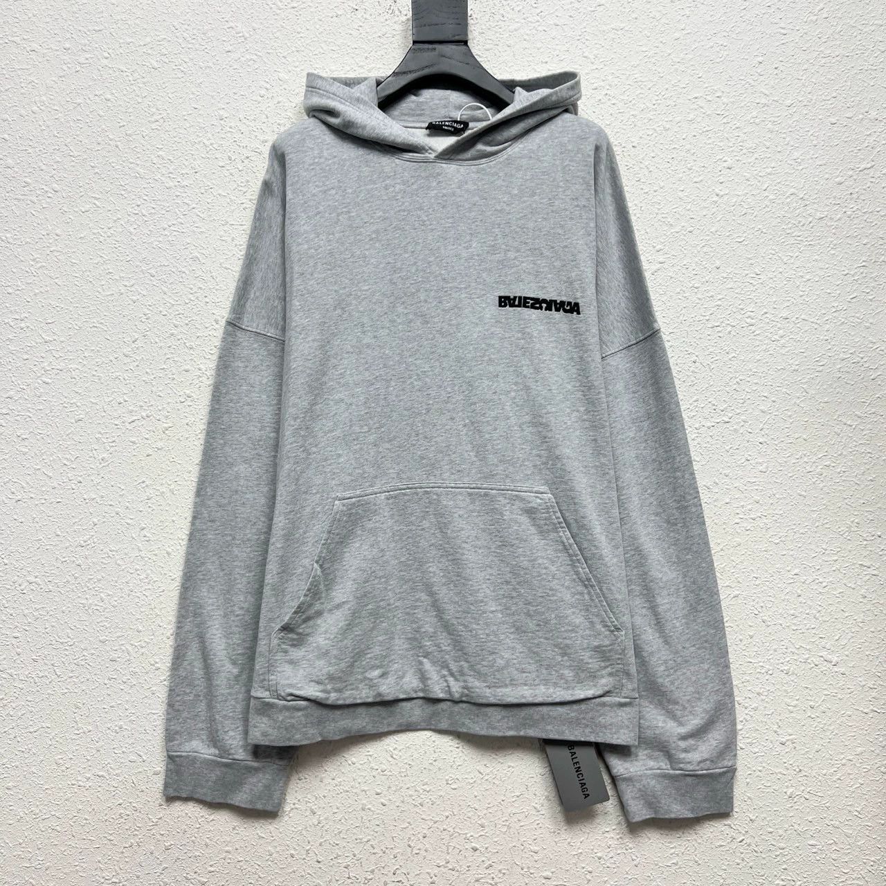 balenciaga logo embroidery hoodie in gray