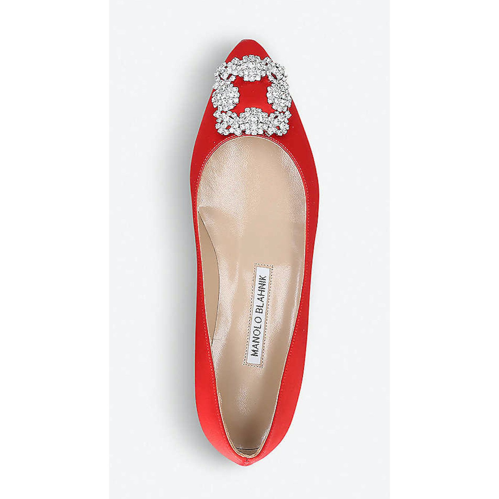 Manolo Blahnik Hangisi Satin Silver Jewel Buckle Ballerina Ballet Flat 36 Size US 6 / IT 36 - 6 Thumbnail