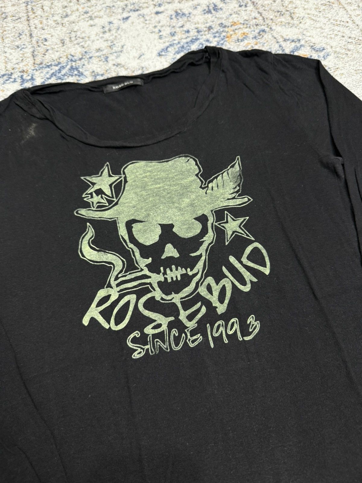 Japanese Brand Rose bud skull art ifsix style long sleeve Size M / US 6-8 / IT 42-44 - 2 Thumbnail
