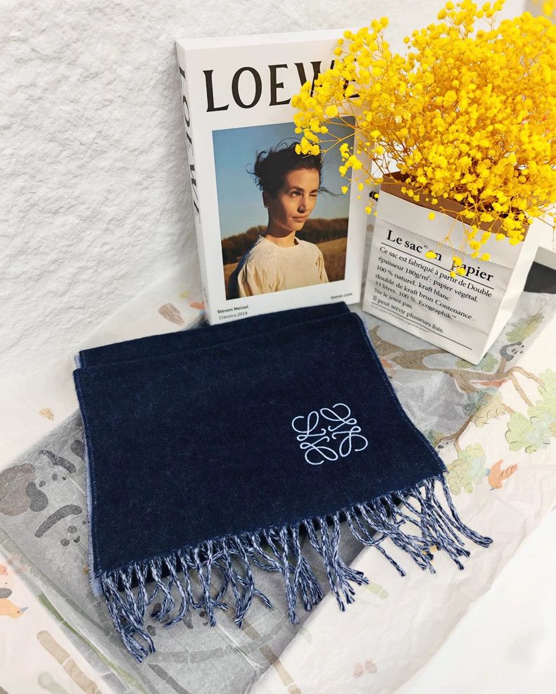 Loewe LOEWE Blue embroidered scarf Size ONE SIZE - 1 Thumbnail