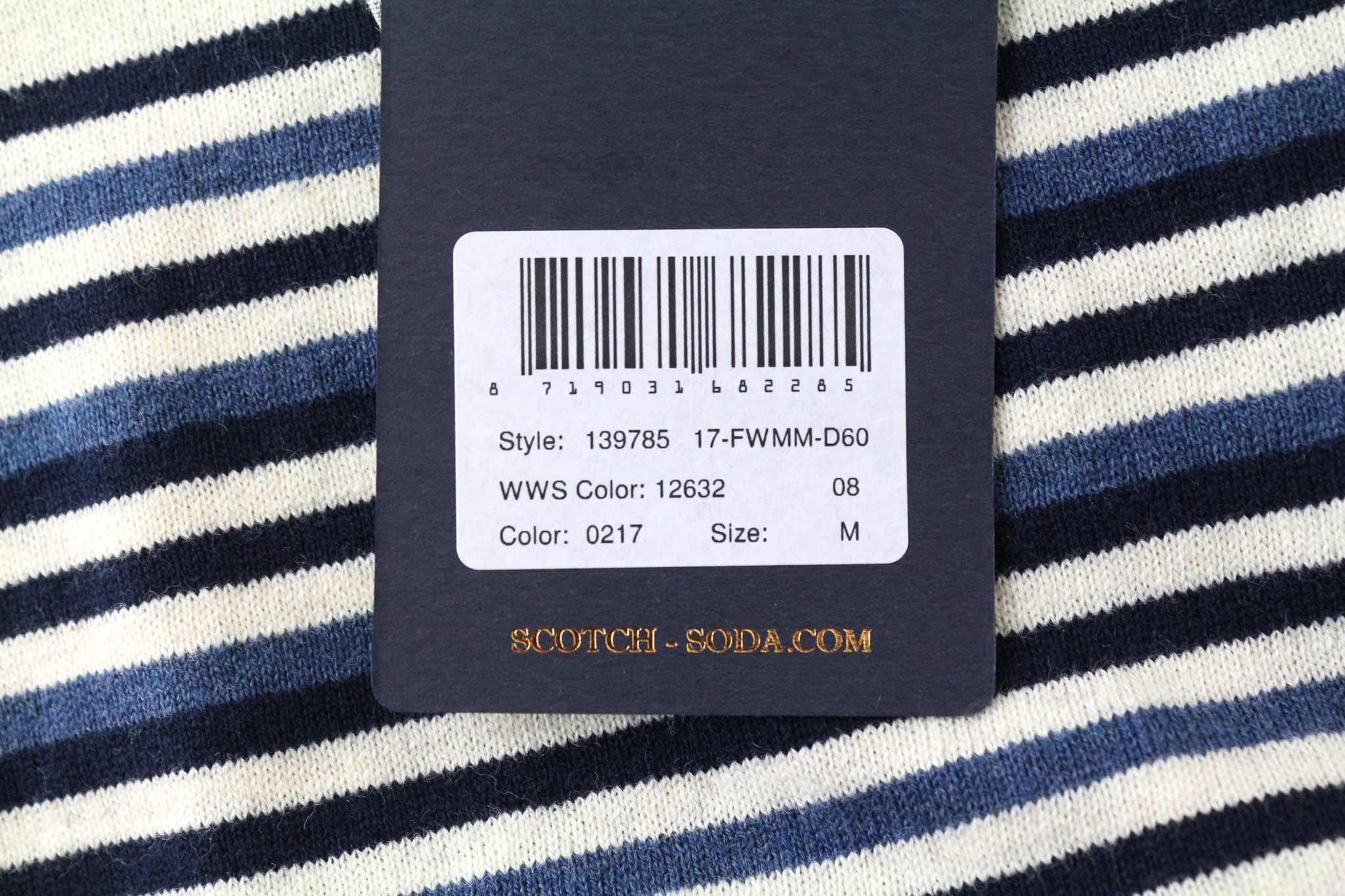 Scotch & Soda AMS COUTURE M Blue Cotton Cashmere Striped Sweatshirt 75342 Size US M / EU 48-50 / 2 - 5 Thumbnail