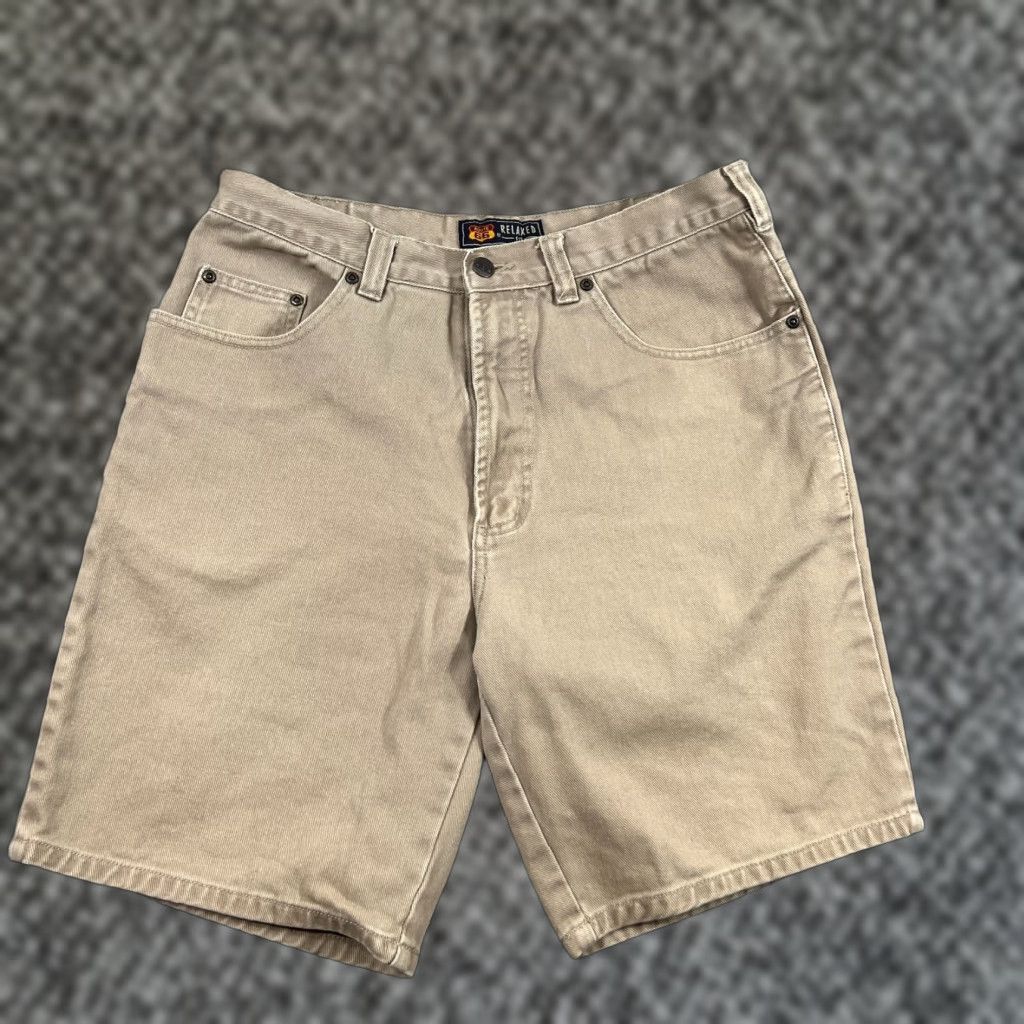 Route 66 VINTAGE Route 66 Bermuda Shorts Mens Relaxed Fit Denim Khaki 32" Waist Beige Cotton Pockets 1990s-2000s Size US 34 / EU 50 - 1 Thumbnail