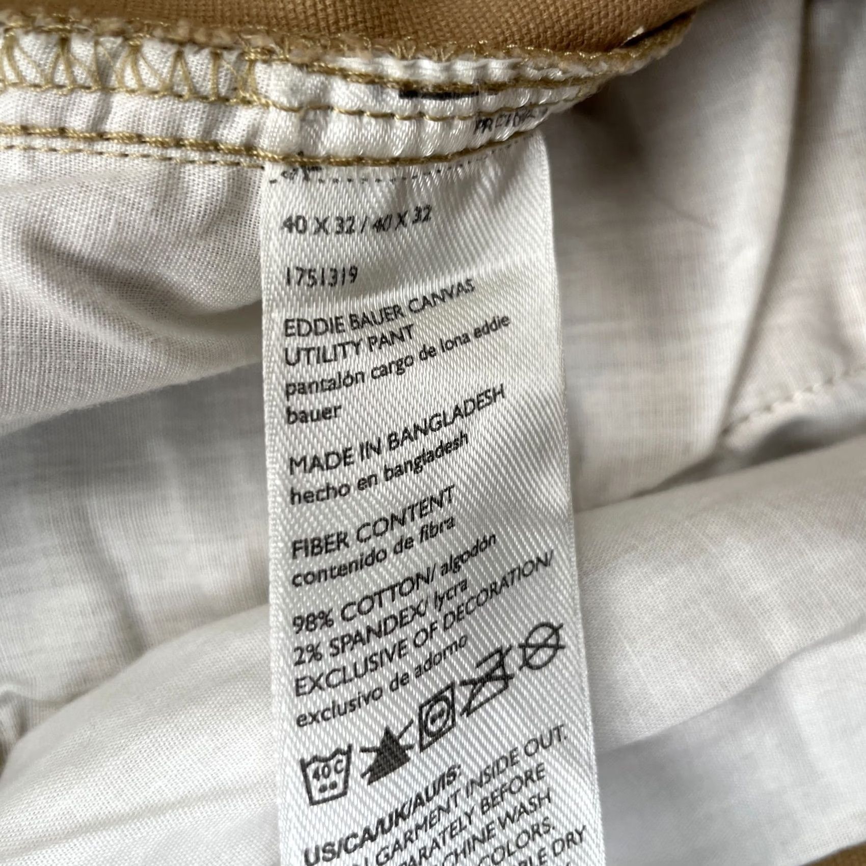 Eddie Bauer Eddie Bauer Mens Pants Brown Canvas Straight Leg Classic Fit Utility Logo 40x32 Size US 40 / EU 56 - 4 Thumbnail
