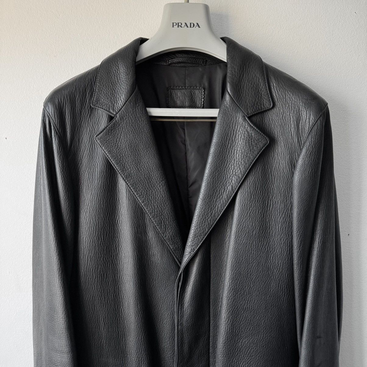 Prada Prada 2000’s Black Deer Leather Insulated Overcoat Size US M / EU 48-50 / 2 - 2 Thumbnail