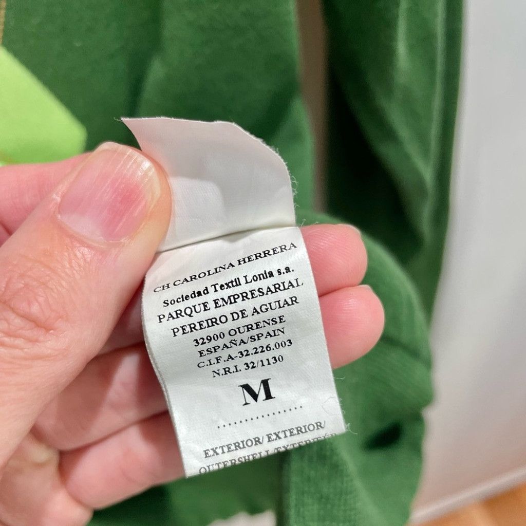 Carolina Herrera CH Carolina Herrera Green Cotton Argyle V Neck Sweater US M Size US M / EU 48-50 / 2 - 7 Thumbnail