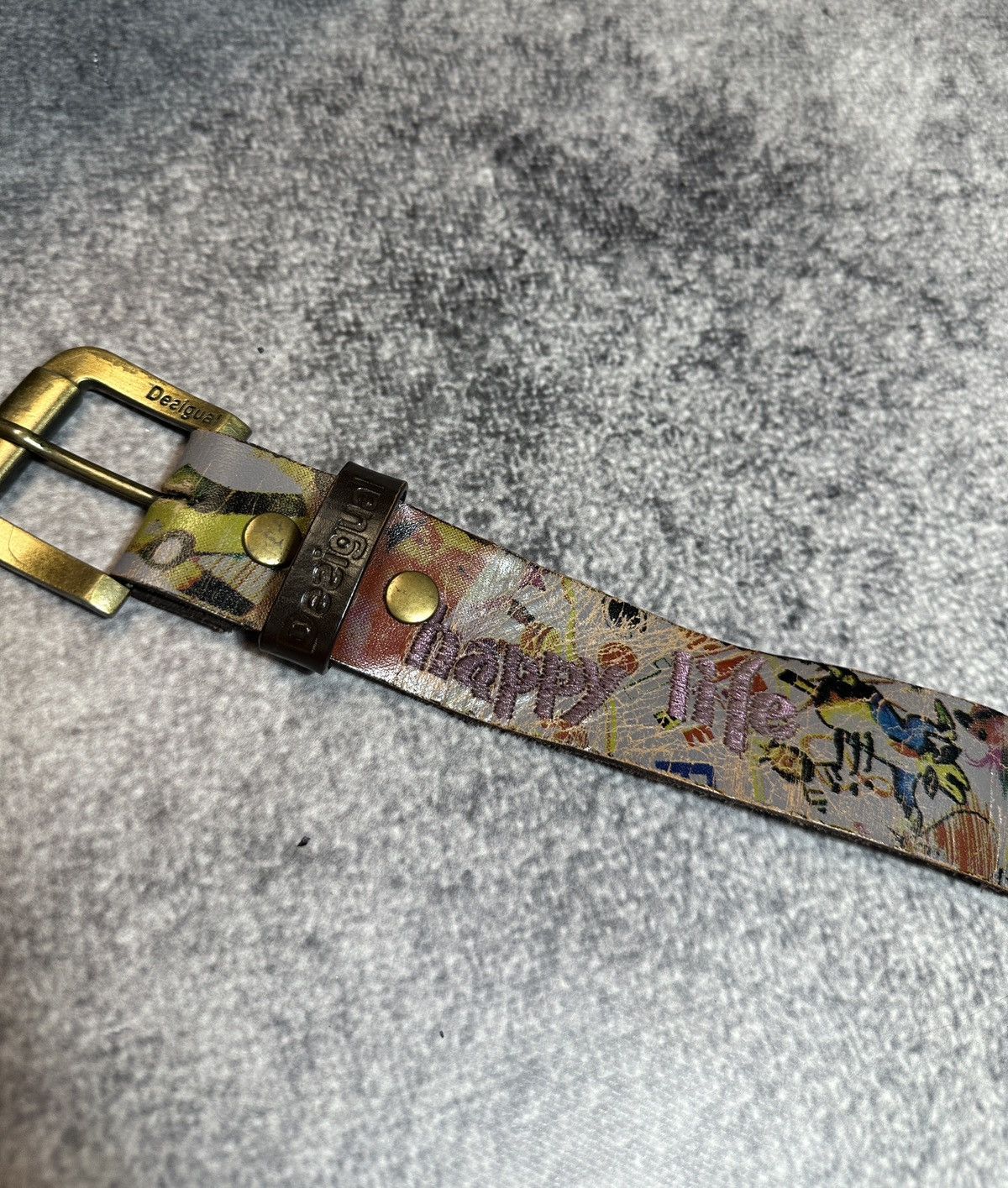 Desigual Y2K Desigual Style Ed Hardy Logo Leather Belts Streetwear Size ONE SIZE - 4 Thumbnail