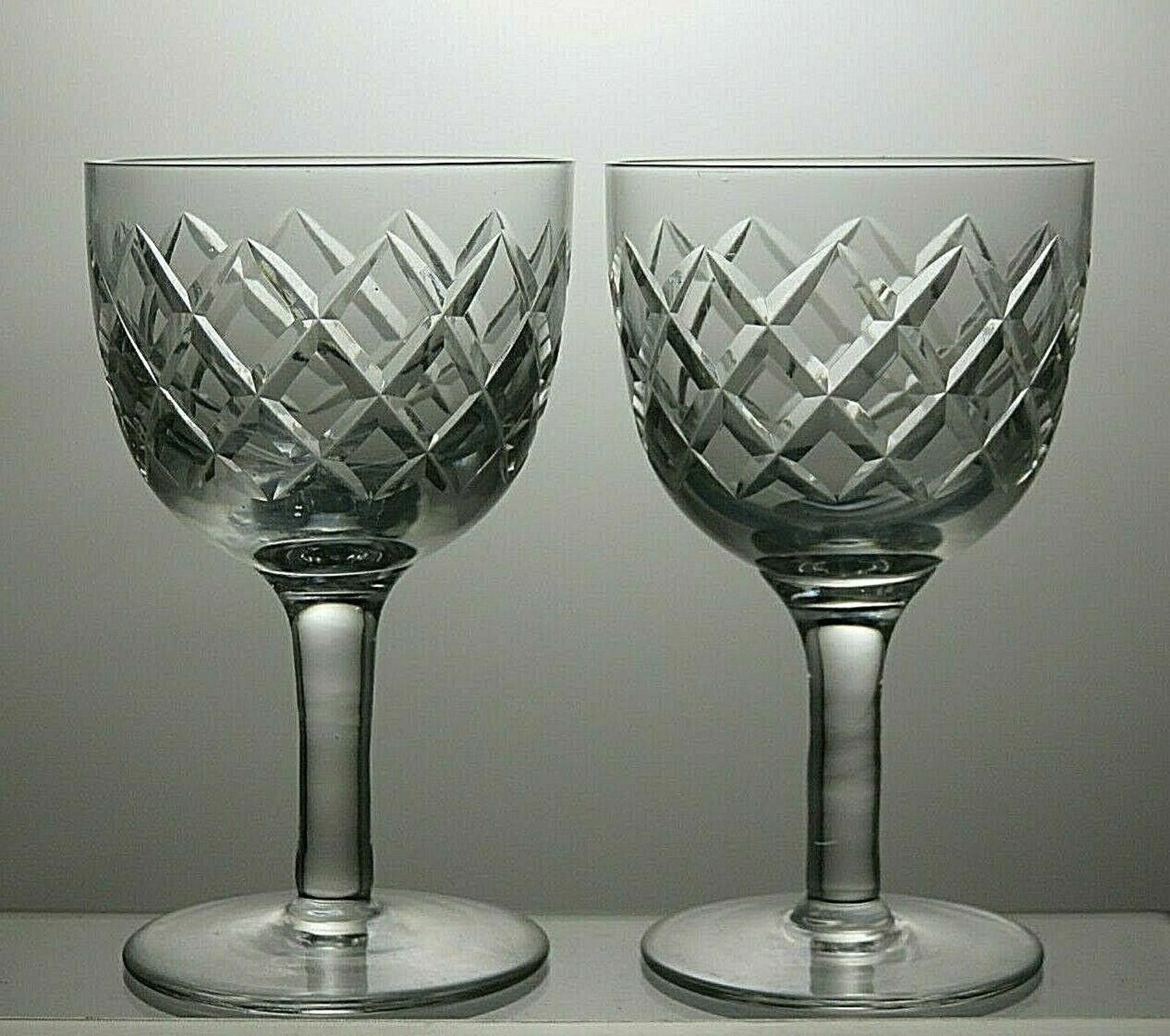 The Unbranded Brand Lead Crystal Cut Glass Clear Set Of 2 Wine Glasses 4 7/8" Size ONE SIZE - 3 Thumbnail