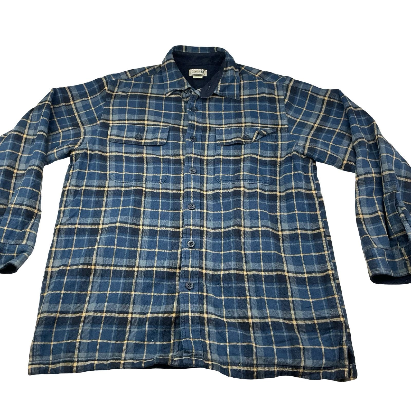 L.L. Bean LL Bean Men's Fleece Lined Flannel Work Shirt Shacket Navy/B Size US M / EU 48-50 / 2 - 2 Thumbnail