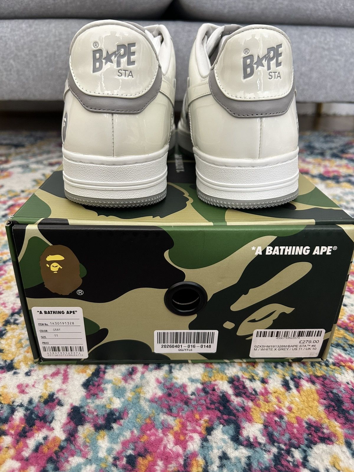 Bape A Bathing Ape Bape sta Low #6 Gray - 1K30191328 - US11 Size US 11 / EU 44 - 5 Thumbnail