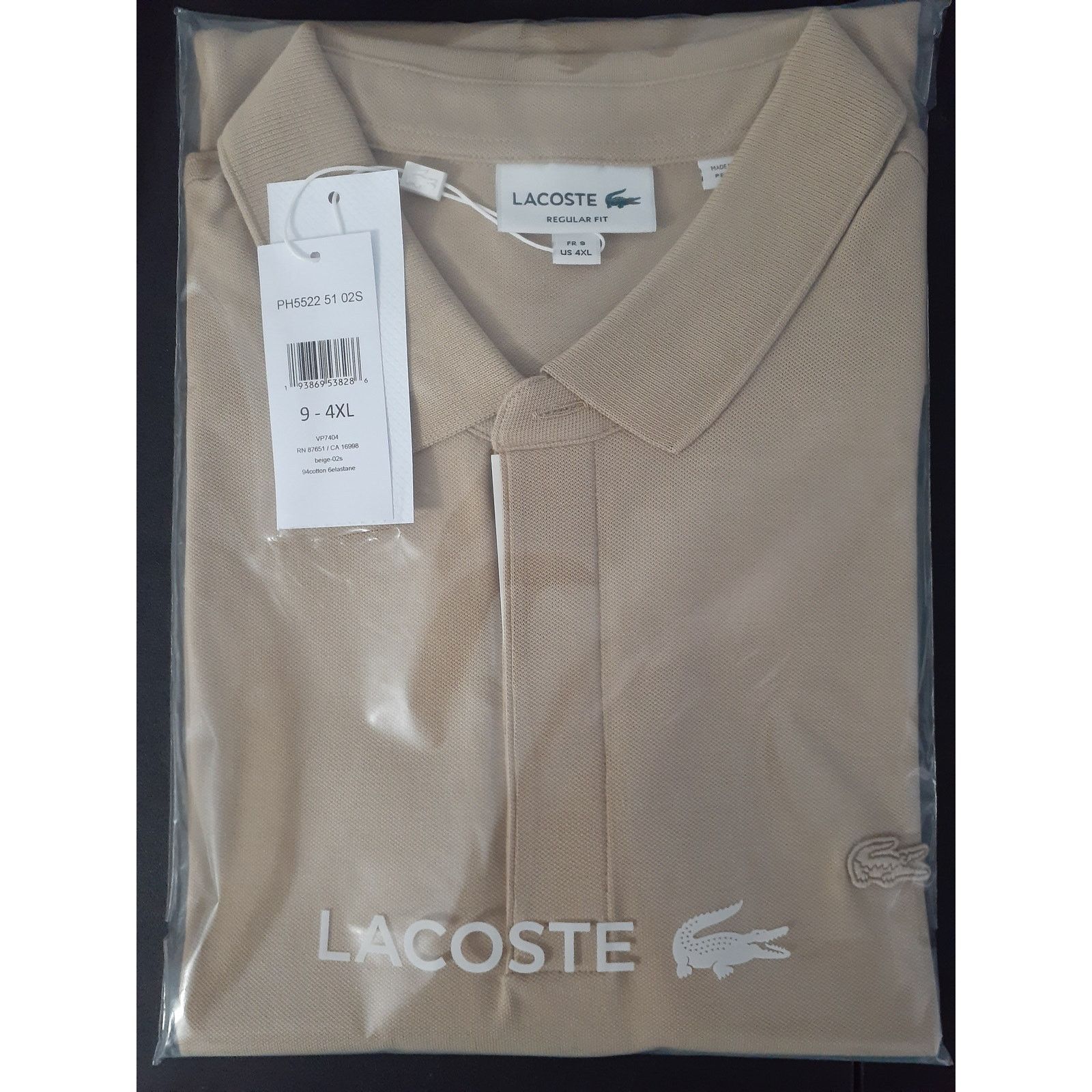 Lacoste Lacoste Mens Short Sleeve Paris Polo, Viennese Tan, 4X-Large Size US XXL / EU 58 / 5 - 2 Thumbnail