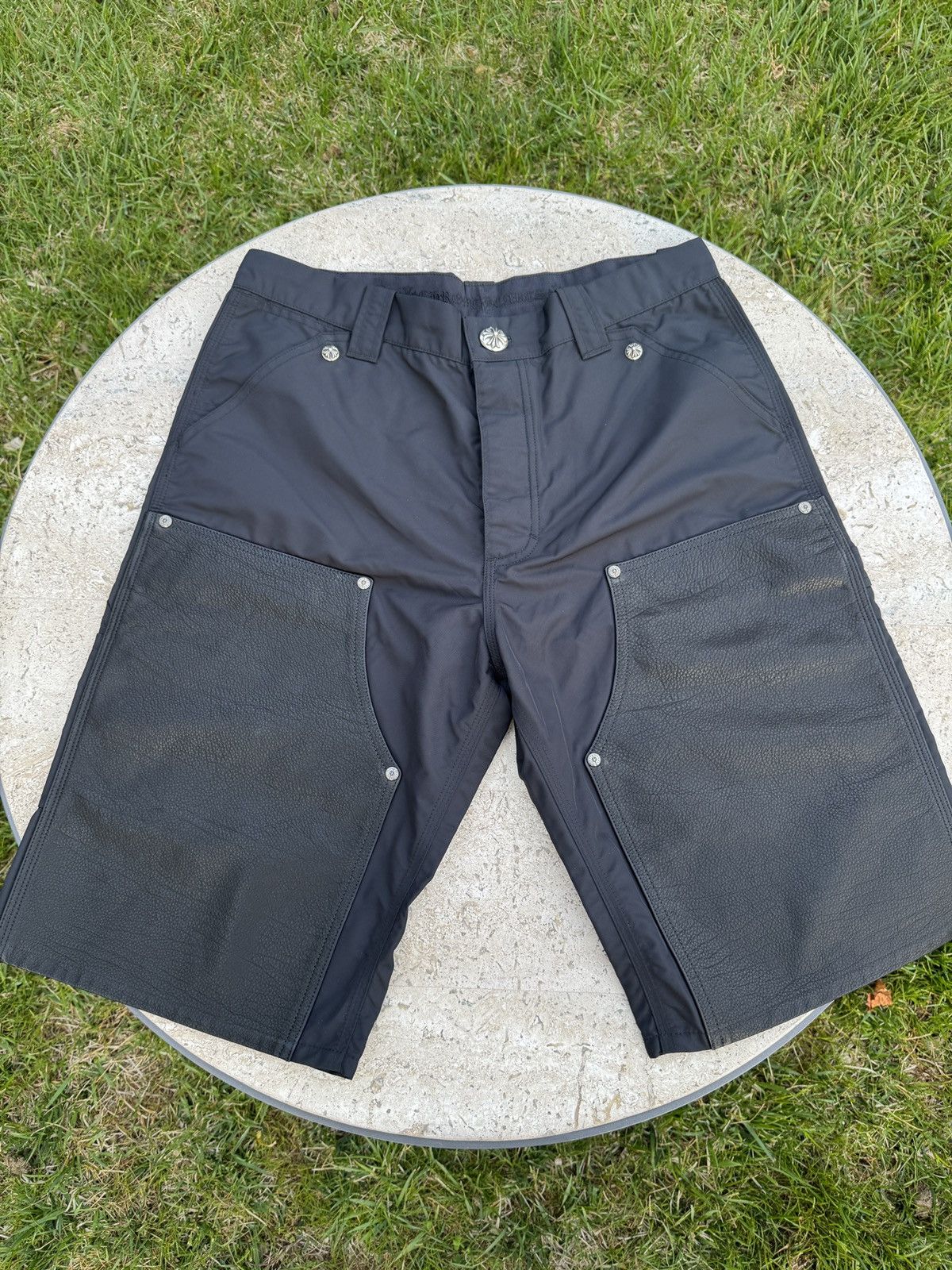 Chrome Hearts Chrome Hearts Nylon Leather Double Knee Shorts Size US 30 / EU 46 - 1 Thumbnail