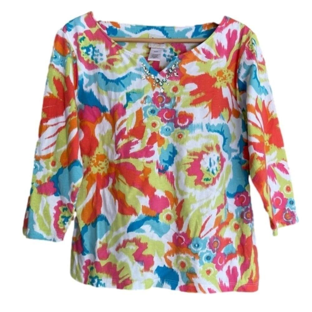 Other Ruby Rd. Favorites embellished abstract floral top medium Size M / US 6-8 / IT 42-44 - 1 Thumbnail