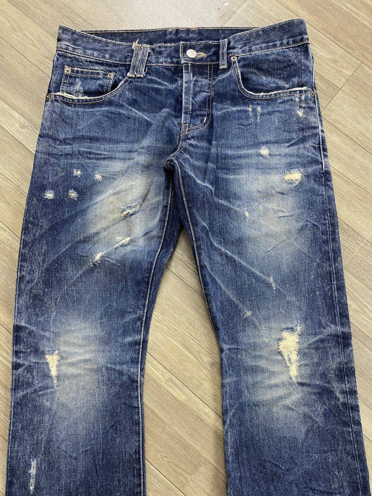 If Six Was Nine 2000s Dot & Stripe Distressed Punk Lgb Style Flared Jeans Size US 30 / EU 46 - 2 Thumbnail