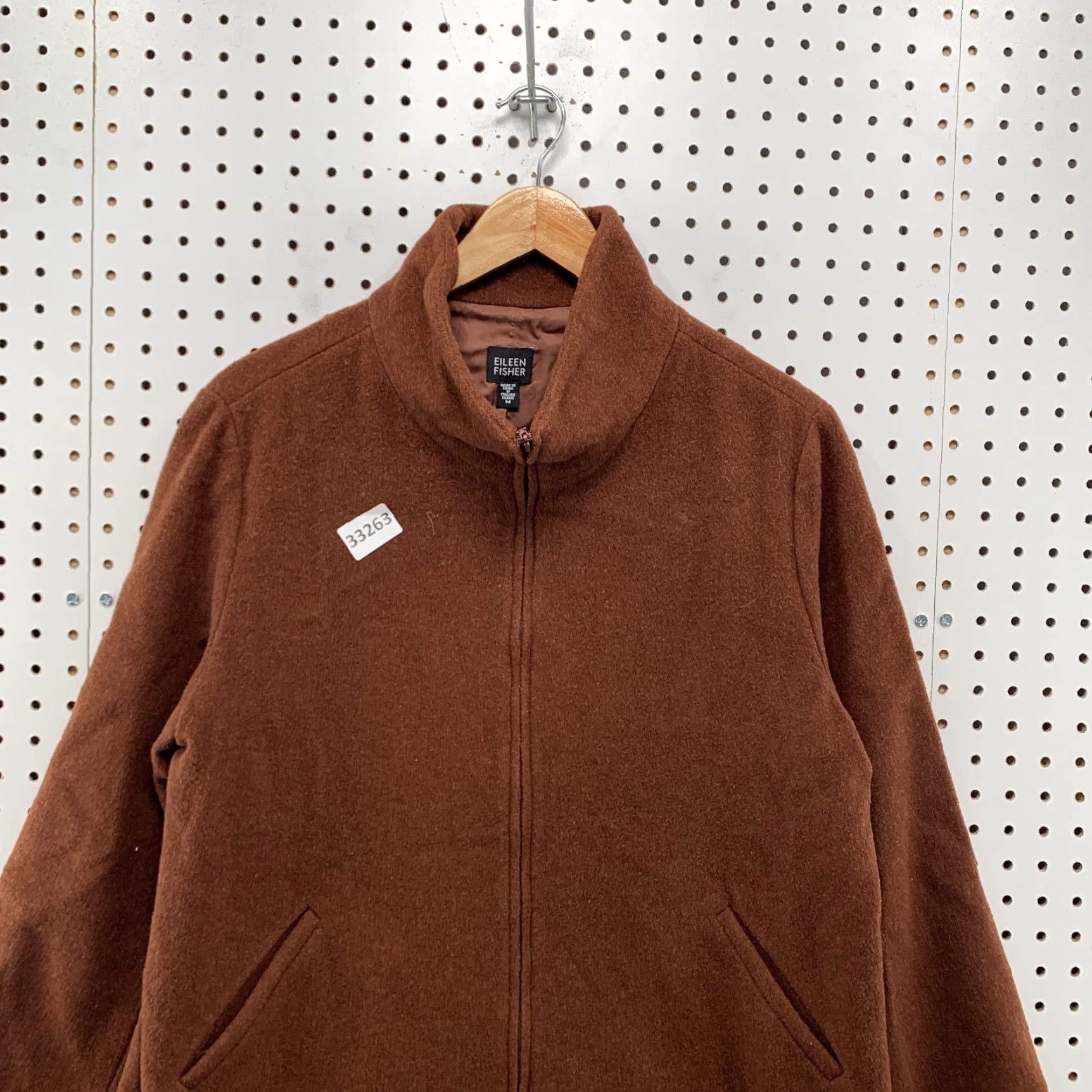 Eileen Fisher VINTAGE Eileen Fisher Brown Wool Jacket Womens Medium Long Sleeve Zip Italian Size M / US 6-8 / IT 42-44 - 5 Thumbnail
