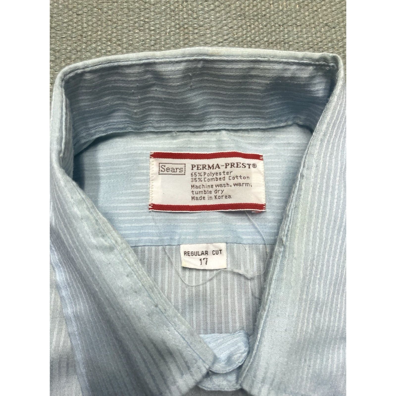 Sears VINTAGE 80s Sears Button-Up Short Sleeve Shirt XL Striped Lightweight Cotton Poly Blue Men Size US XL / EU 56 / 4 - 6 Thumbnail