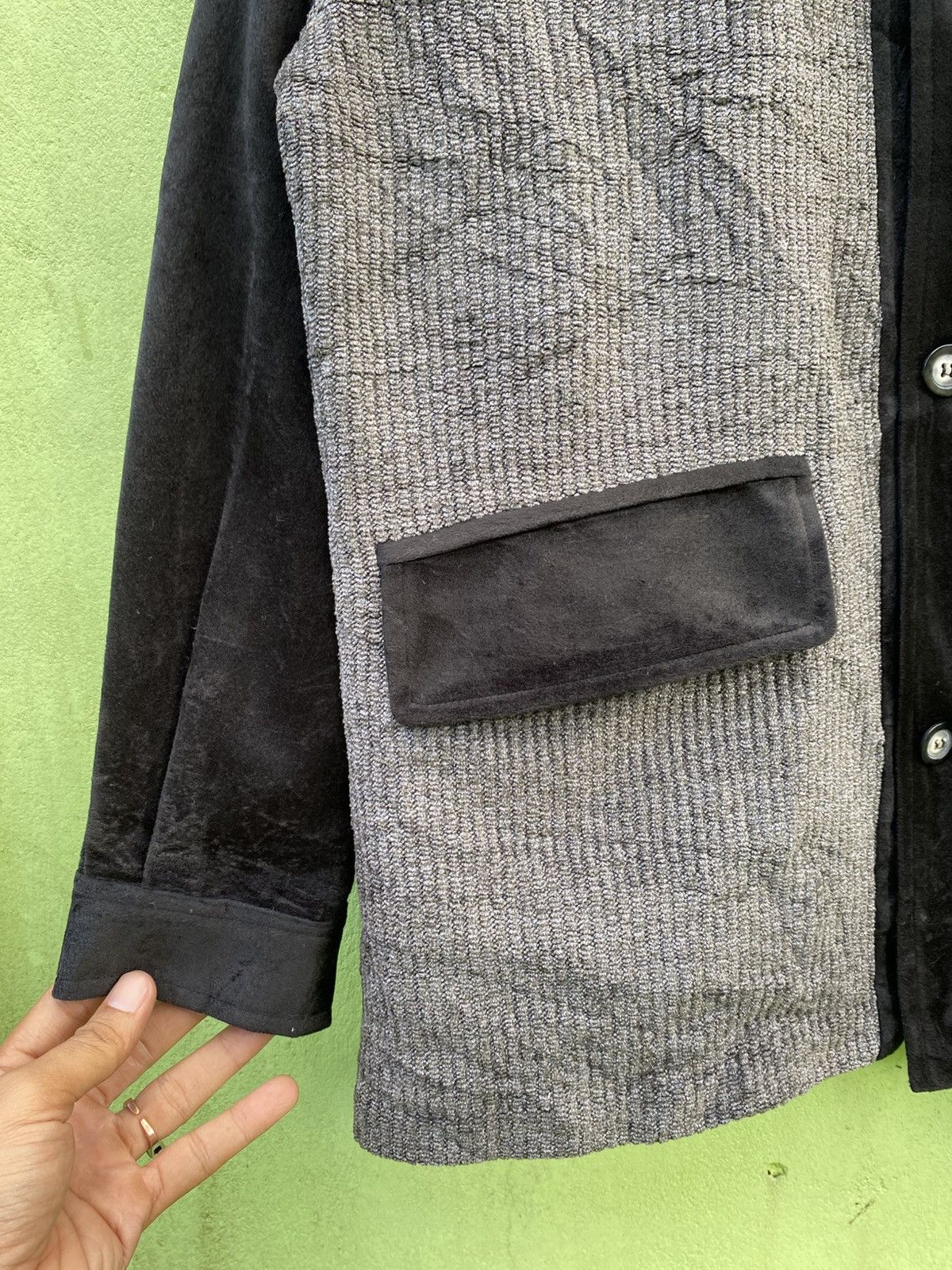 Japanese Brand Holiday in Tokyo Wool Blend Jacket Black/Grey Textured Panel Size US XL / EU 56 / 4 - 5 Thumbnail