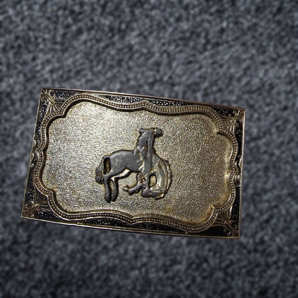 Vintage VINTAGE Nickel Silvertone Western Saddle Bucking Bronco Belt Buckle Belt Buckle Adult One Size Silver Cowboy Western 70s 80s Mens Size ONE SIZE - 1 Thumbnail
