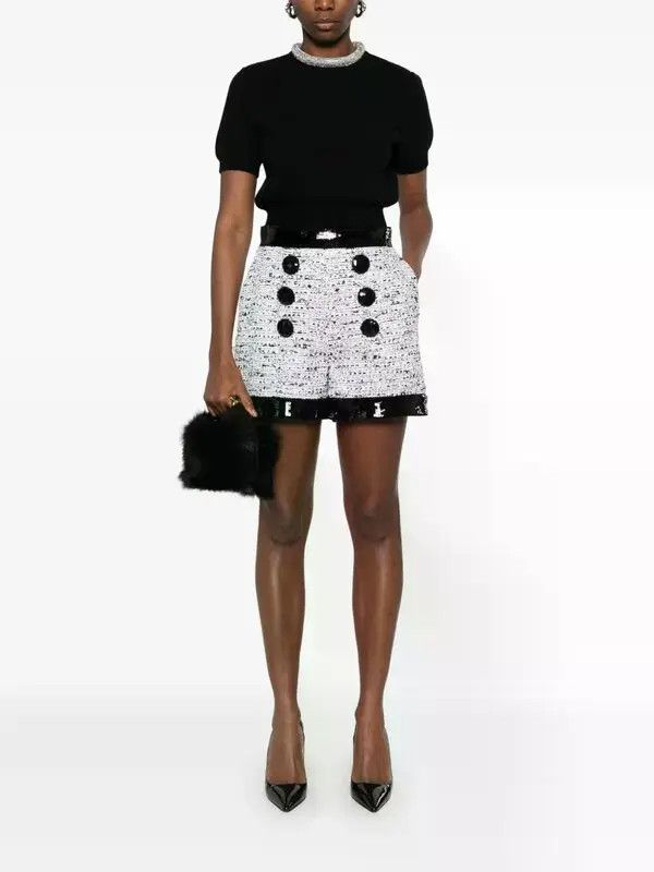 Balmain o1s1wg110526 Tweed Shorts in White Size 27" / US 4 / IT 40 - 2 Thumbnail