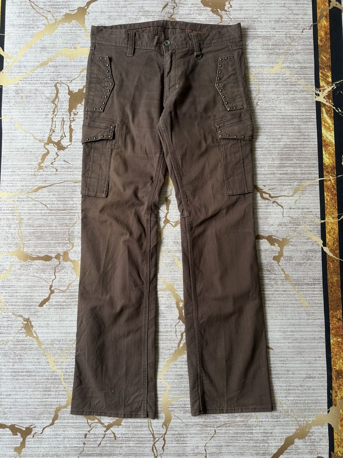 Japanese Brand FLARE Nicole Club For Men NCFM Studded Pocket Cargo Pant Size US 33 - 2 Thumbnail