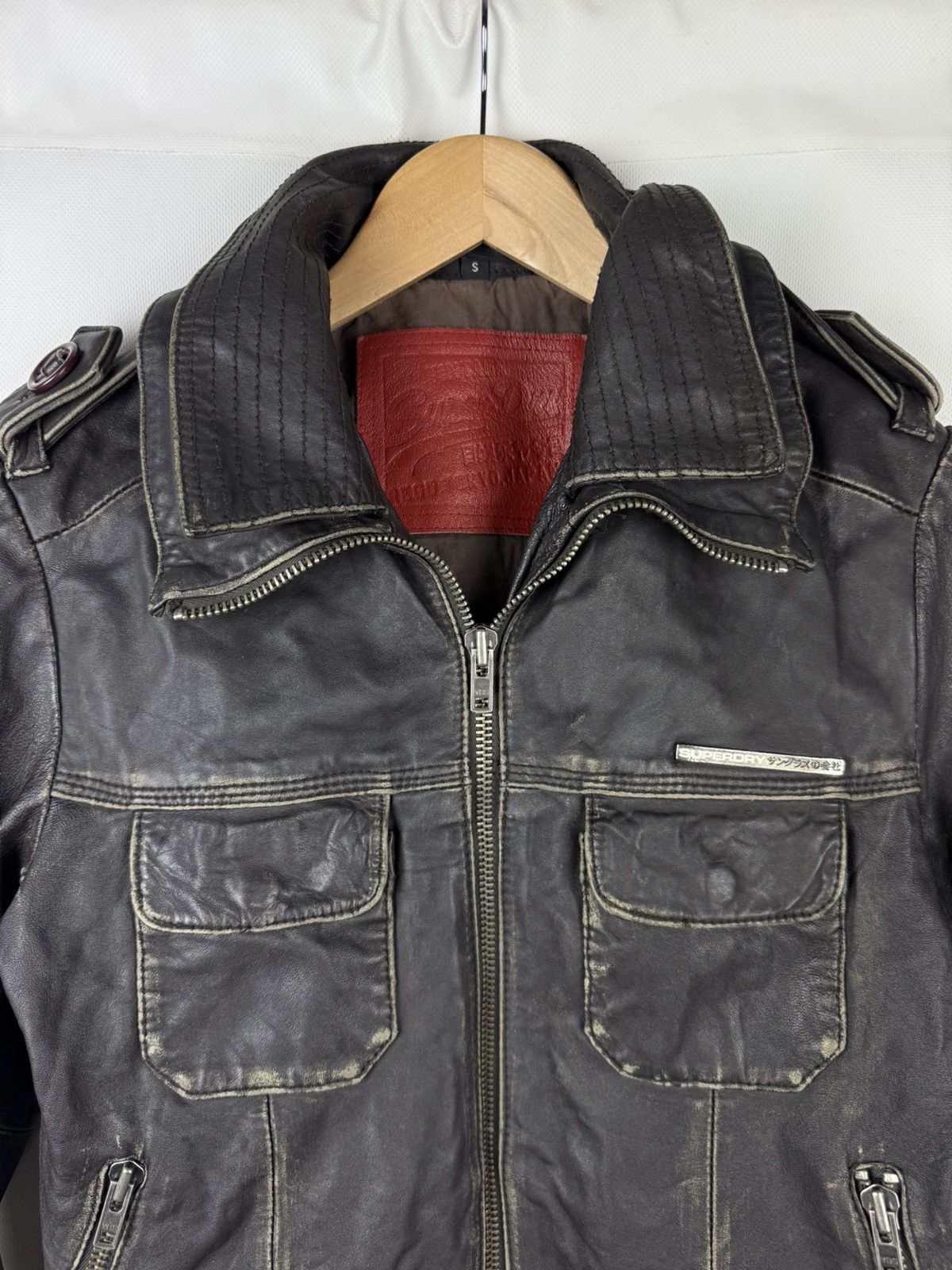 Superdry Superdry Japan Men’s Leather Multipocket Jacket Size S Size US S / EU 44-46 / 1 - 7 Thumbnail