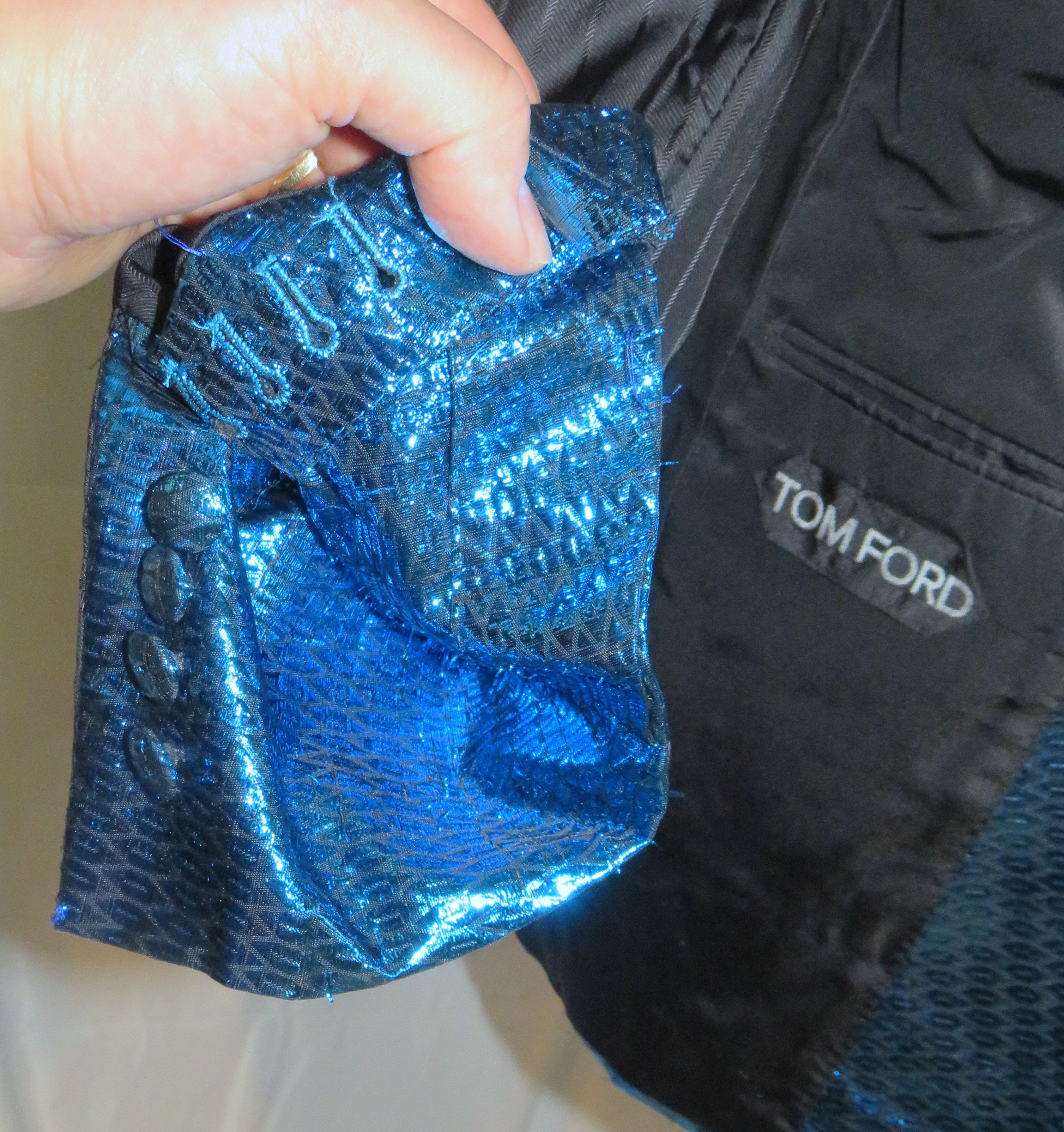 Tom Ford Base V Turquoise Sequined One Button Dinner Jacket 36R NWT Size 36R - 9 Thumbnail