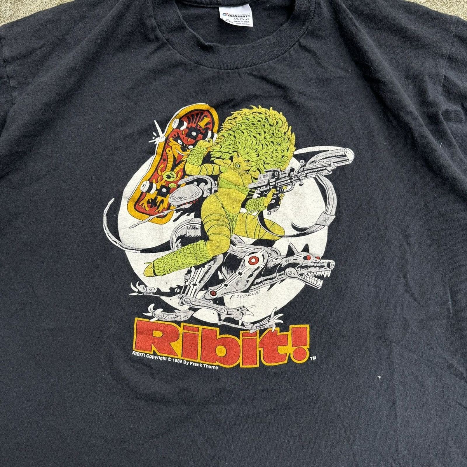 Vintage Vintage 1989 Ribit Frank Thorne Comic Art Tee Size US L / EU 52-54 / 3 - 3 Thumbnail