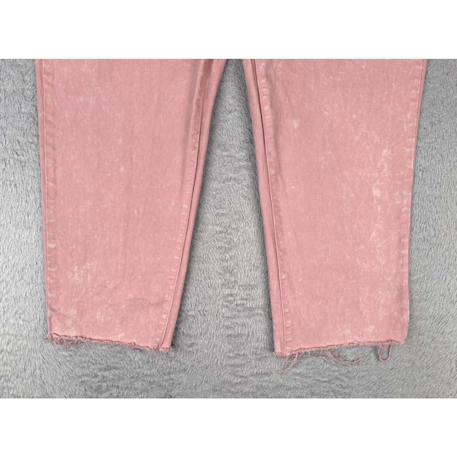 Vintage Time and Tru Jeans Women 18 Pink High Rise Button Fly Cropped Straight Denim Raw Hem Size 40" / US 18 - 2 Thumbnail