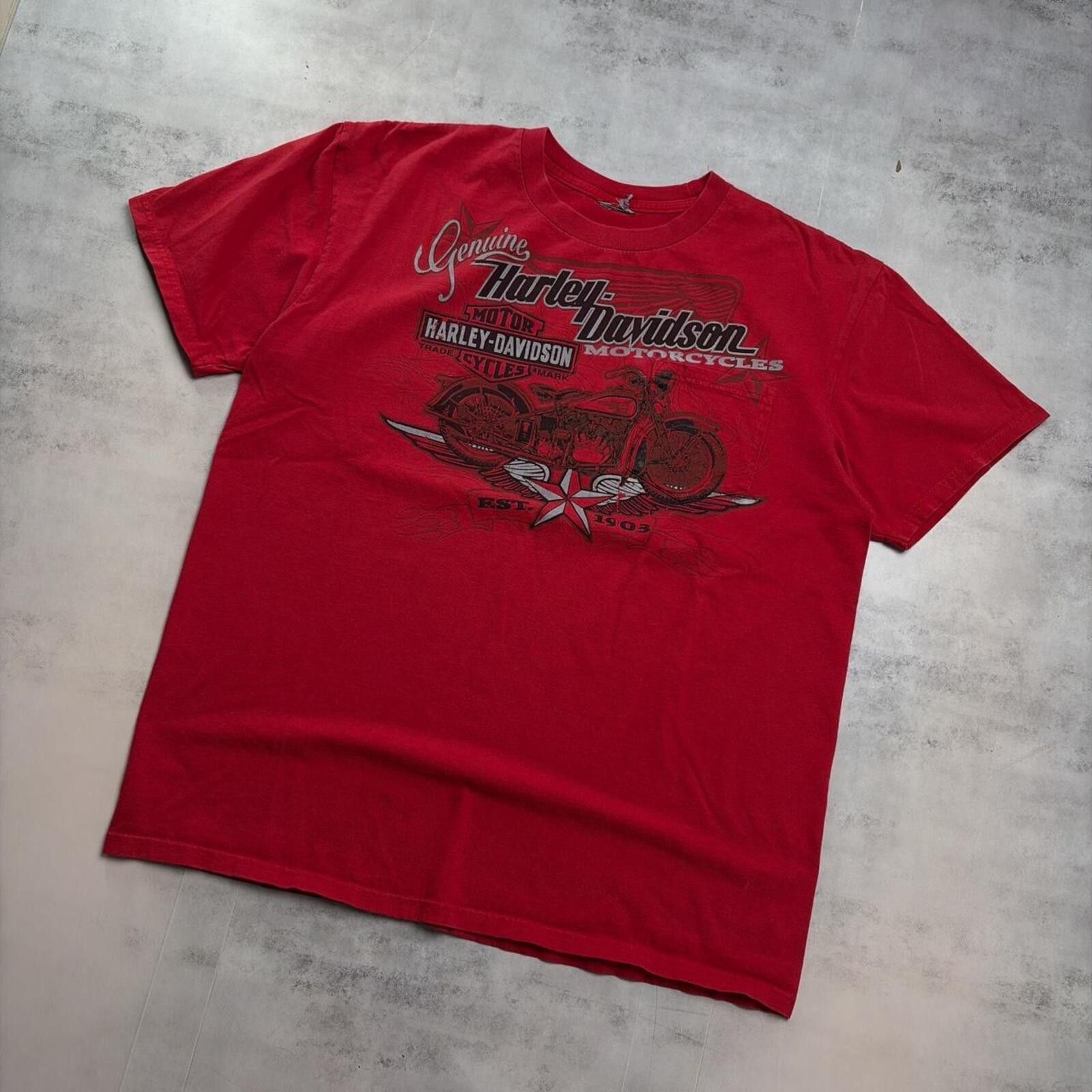 Harley Davidson Y2K Red Harley Davidson Grunge Biker Graphic Pocket T-Shirt Size US L / EU 52-54 / 3 - 3 Thumbnail