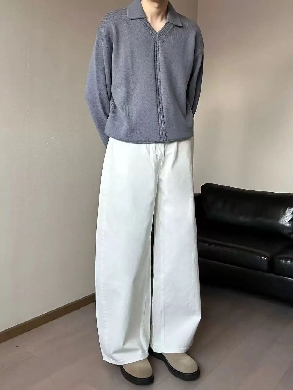 Japanese Brand White Straight Fit Jeans Size US 34 / EU 50 - 1 Thumbnail
