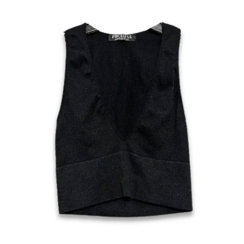Other Priceless Crop Top Ribbed V-Neckline Sleeveless Black W S/M Size M / US 6-8 / IT 42-44 - 1 Thumbnail