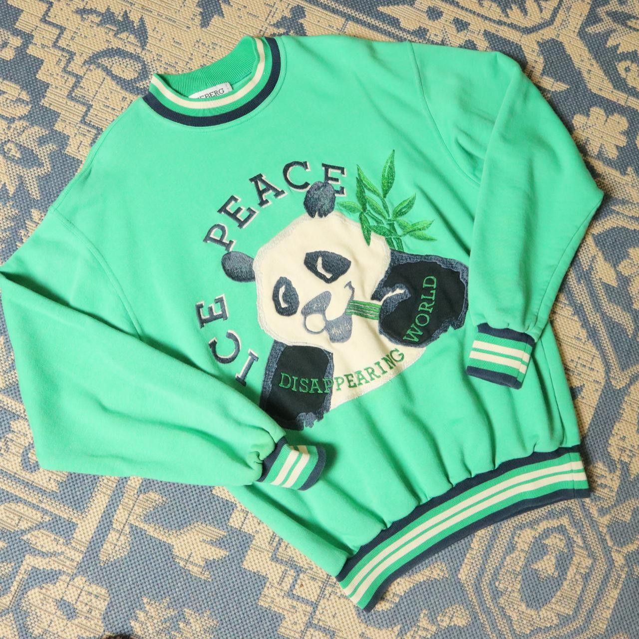 image of Aime Leon Dore x Iceberg Vintage Ice Berg Embroidered Panda Crewneck in Green, Men's (Size Large)