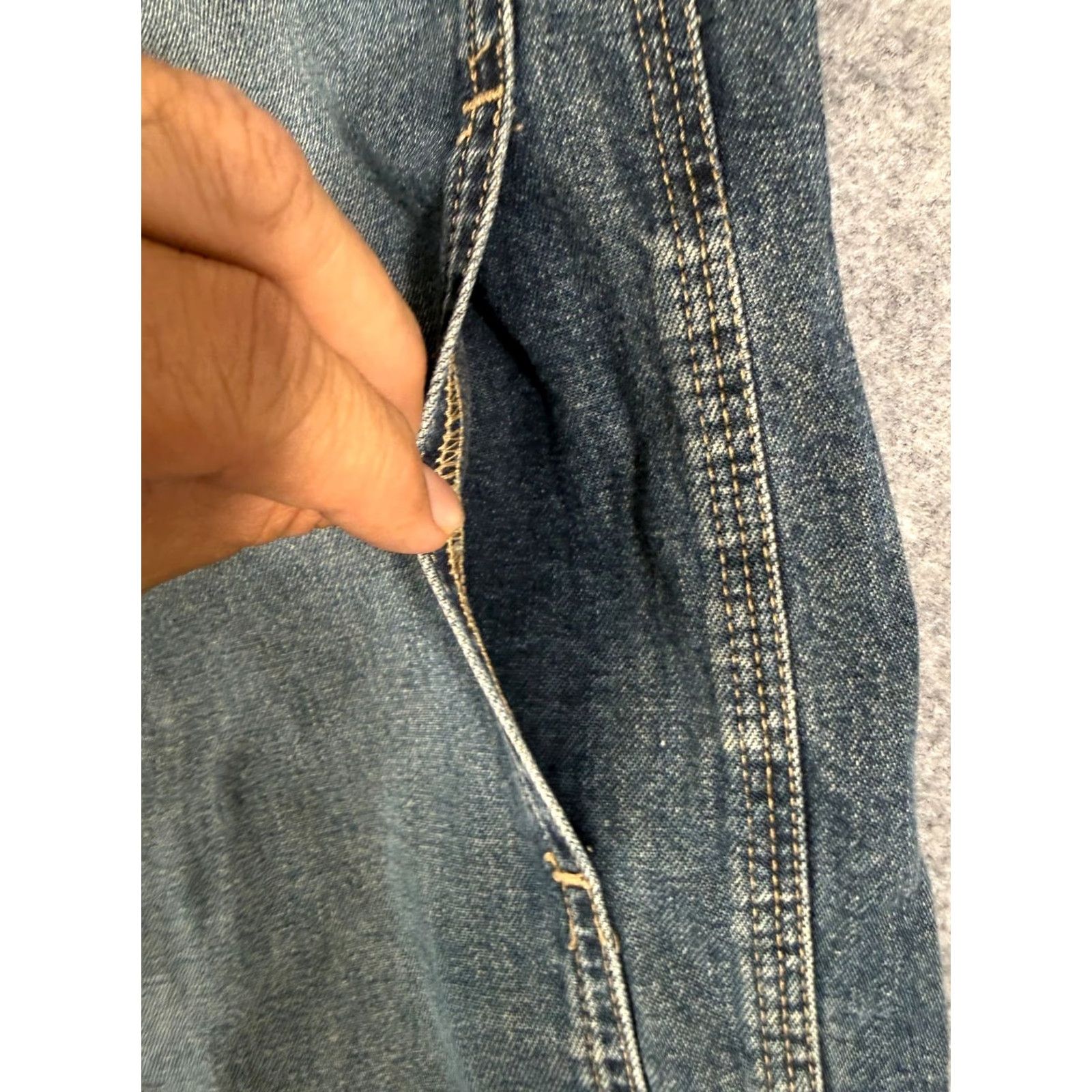 Vintage Arizona Wide Leg Jeans Mens 34x30 Blue Denim Baggy Knee Pocket Skater Streetwear Hip Hop 5-Pocket Design Jeans Mens Regular Blue and Denim Collection Size US 34 / EU 50 - 5 Thumbnail