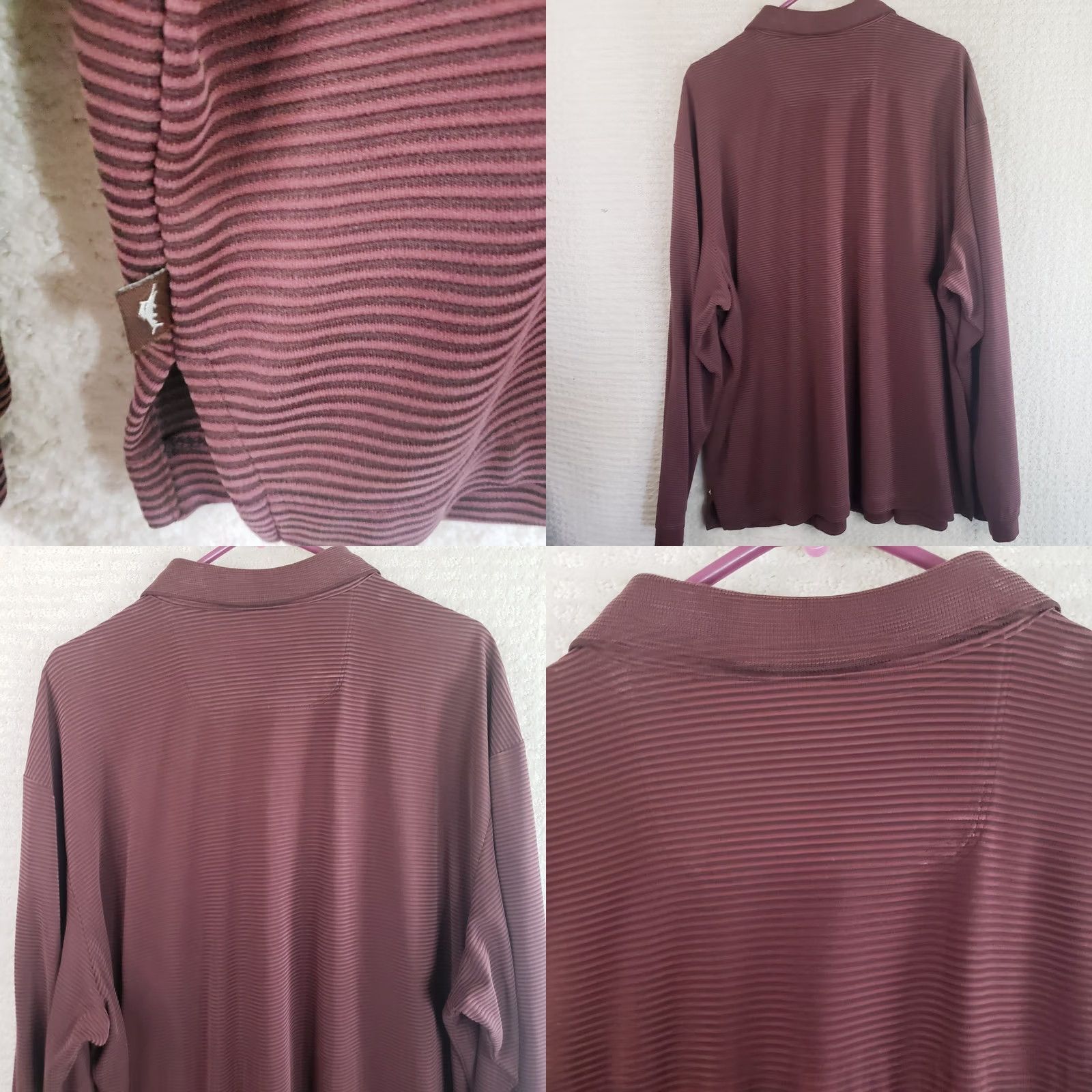 Tommy Bahama Tommy Bahama Mens 2XL Burgundy Modal Poly Supima Long Sleeve Polo Shirt Logo Size US XXL / EU 58 / 5 - 8 Thumbnail