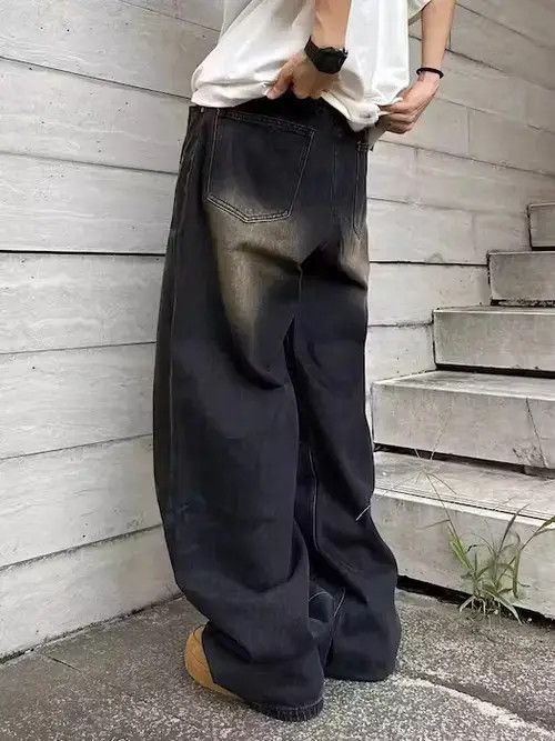 Japanese Brand × Jean Street hip hop ripple texture retro straight jeans Size US 32 / EU 48 - 4 Thumbnail