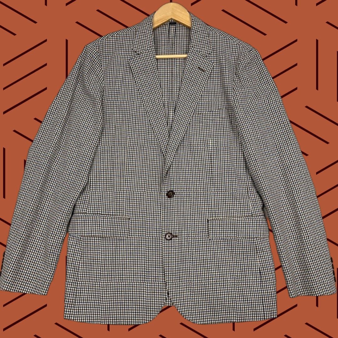 J.Crew J. CREW Ludlow Somelos Sport Blazer Mens 40R Slim Brown Plaid Linen Unstructured Jacket Size 40R - 1 Thumbnail