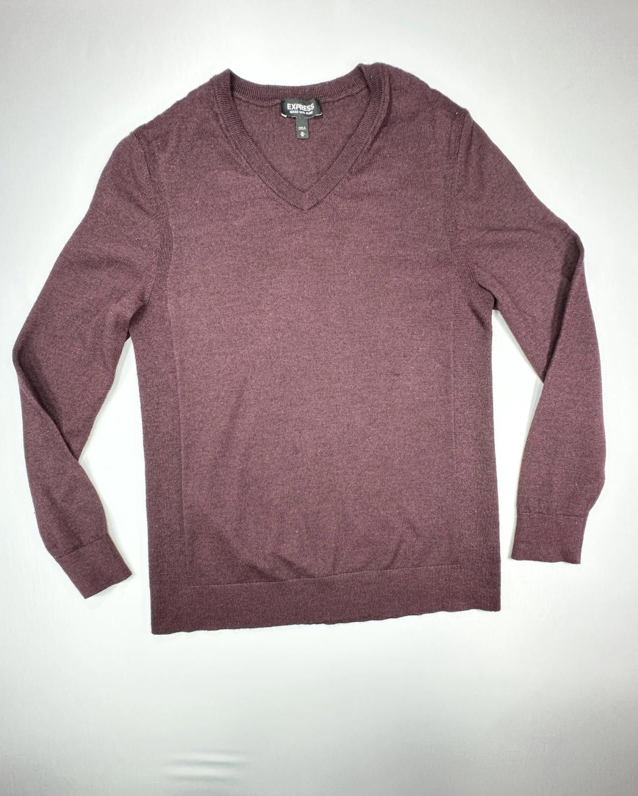Express Express Merino Wool Blend Pullover V-Neck Sweater Mens Red M Size US M / EU 48-50 / 2 - 1 Thumbnail
