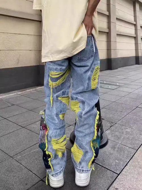 Japanese Brand × Jean Retro heavy embroidery ripped washed distressed jeans Size US 32 / EU 48 - 3 Thumbnail