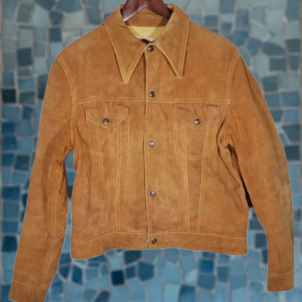Vintage VTG Berco Genuine Leather Suede Trucker Jacket Mens 44 Brown 1960s Hong Kong Shirt Tshirt? Size US S / EU 44-46 / 1 - 1 Thumbnail