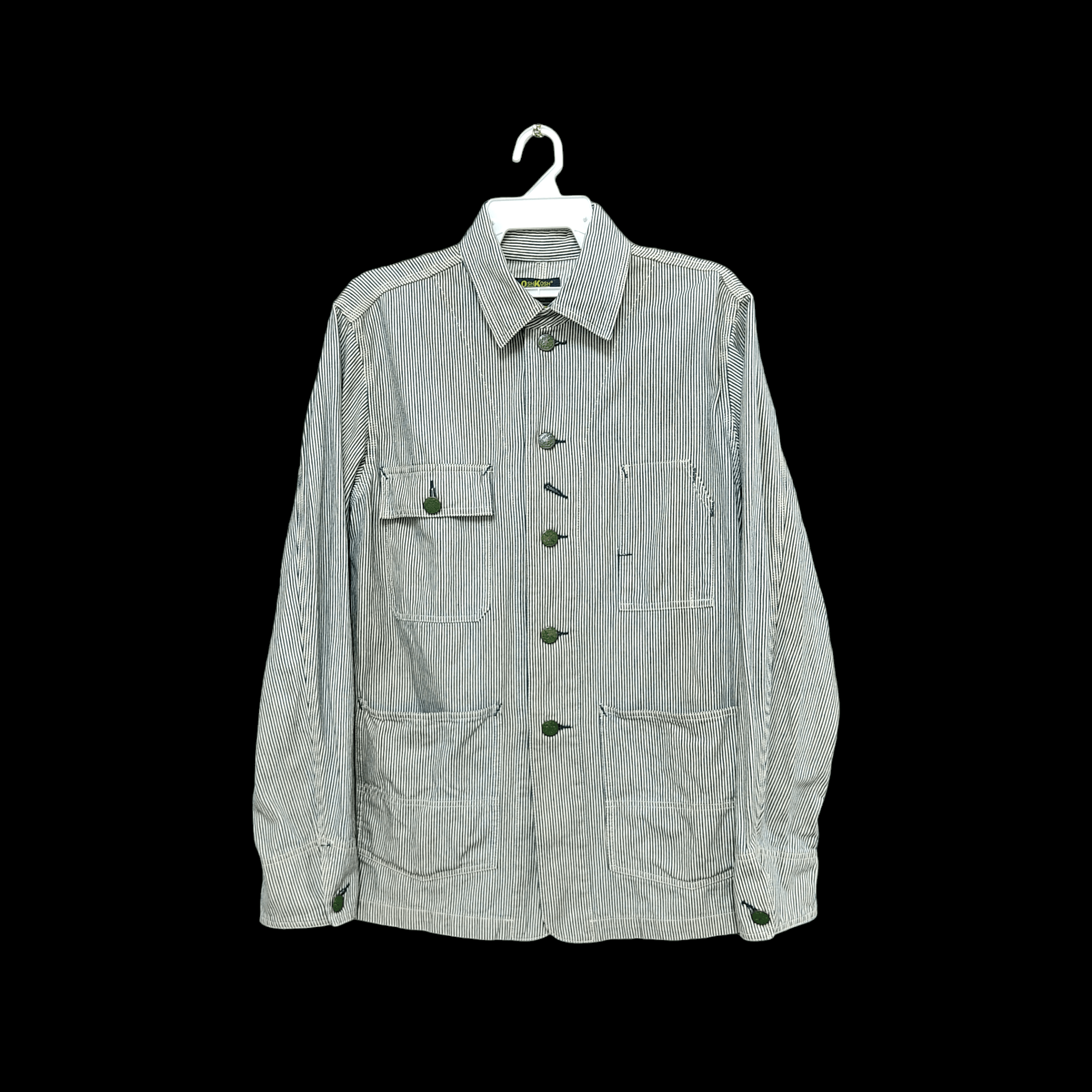 Oshkosh Vintage OSHKOSH Hickory Stripe Denim Chore Jacket Size US L / EU 52-54 / 3 - 14 Thumbnail