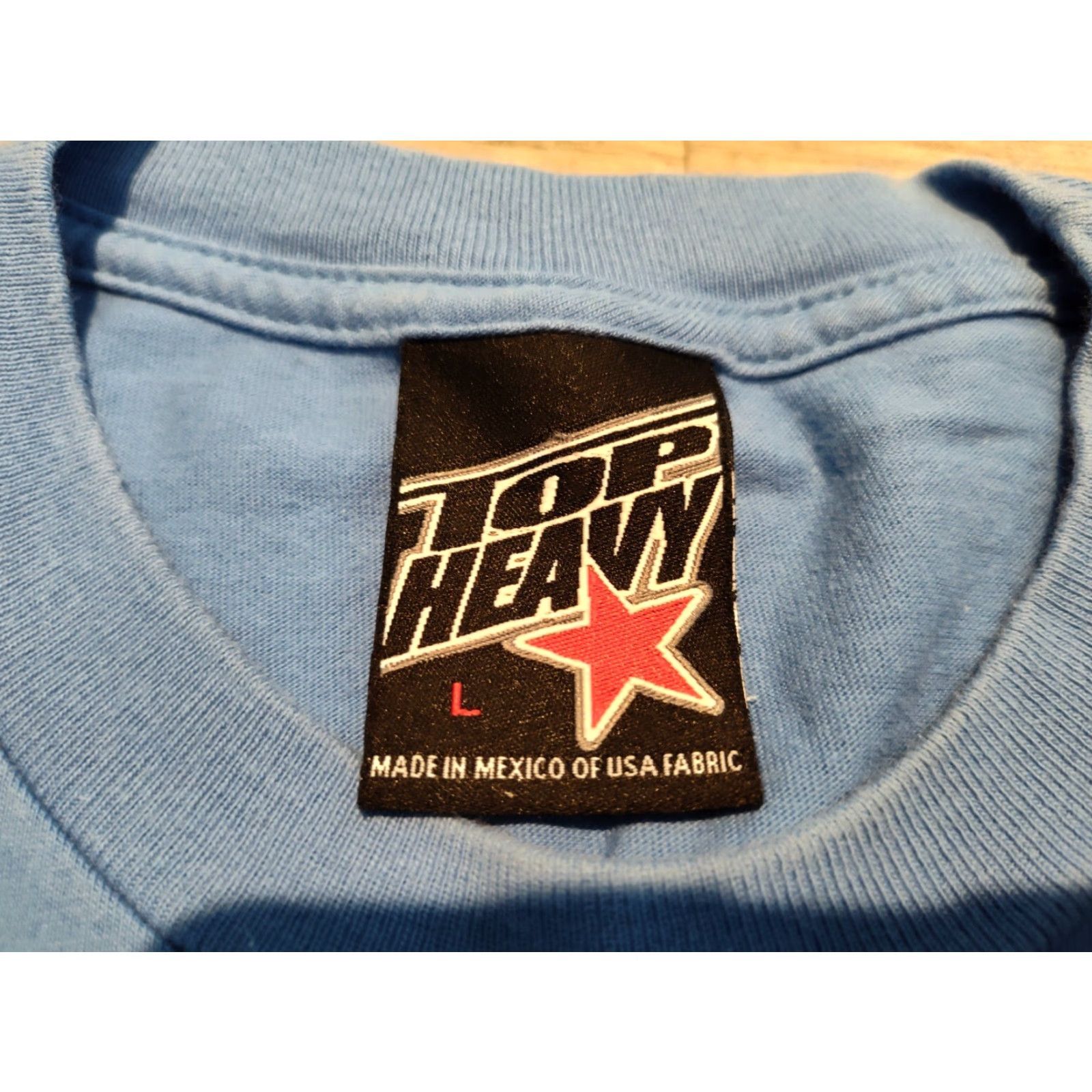 Both VINTAGE Top Heavy T-Shirt Mens Blue Size L Regular Fit Short Sleeve Round Neck Funny Y2K Theme Size US L / EU 52-54 / 3 - 7 Thumbnail