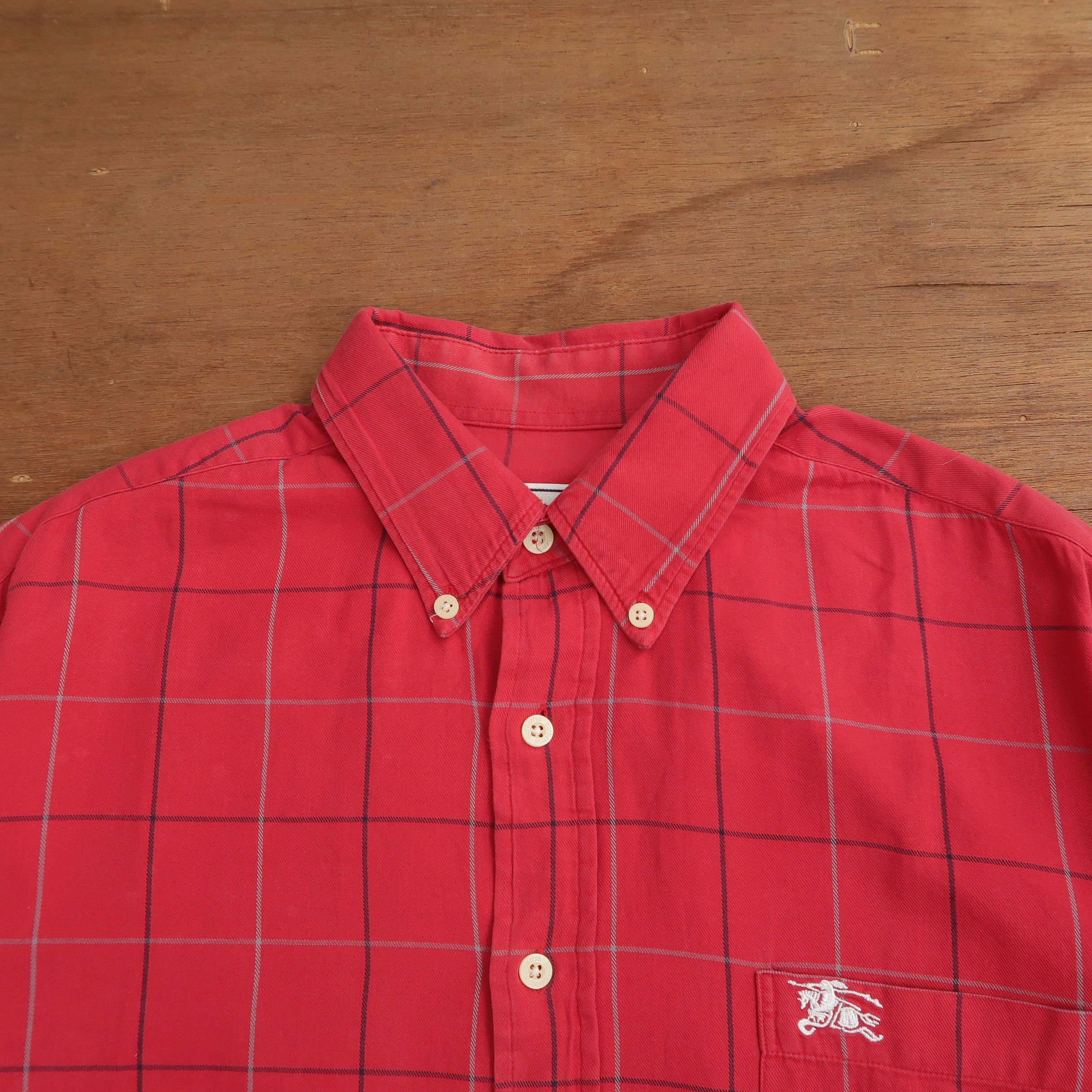 Burberry Vintage 90s Burberry Nova Check Old Red Shirt Size US L / EU 52-54 / 3 - 3 Thumbnail