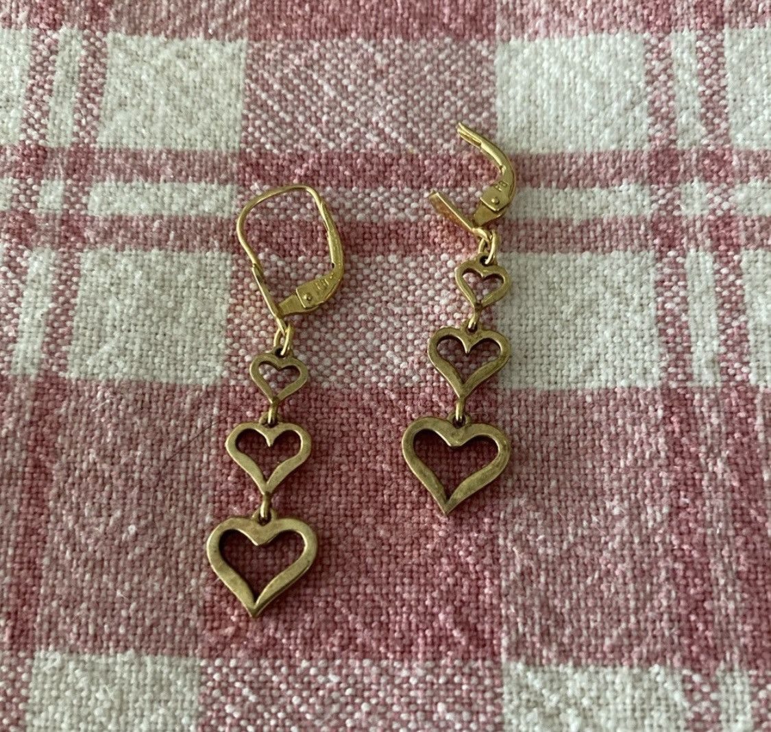Other FB FRANZ BREUNING 333 GOLD 8K TRIPLE HEART DANGLE EARRINGS Size ONE SIZE - 6 Thumbnail