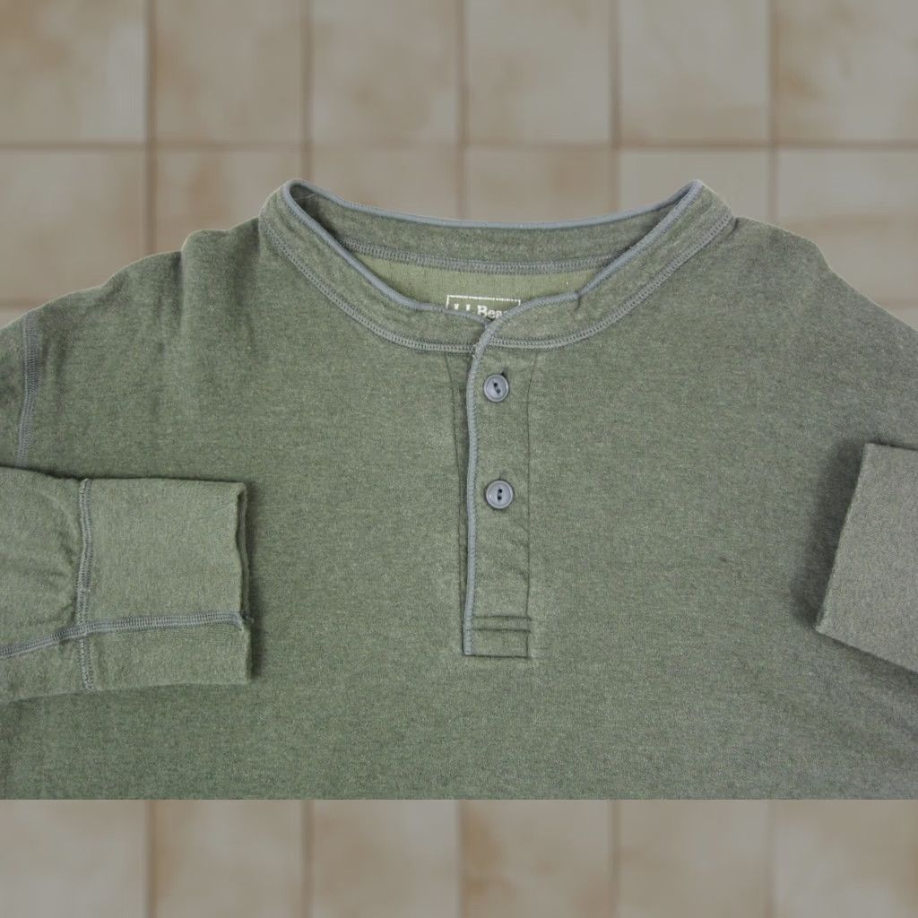 Vintage LL Bean Shirt Mens XL Green Two Layer River Drivers Henley Button Up Wool Cotton Knit Long Sleeve 90s Outdoor Casual Mens Size US XL / EU 56 / 4 - 1 Thumbnail