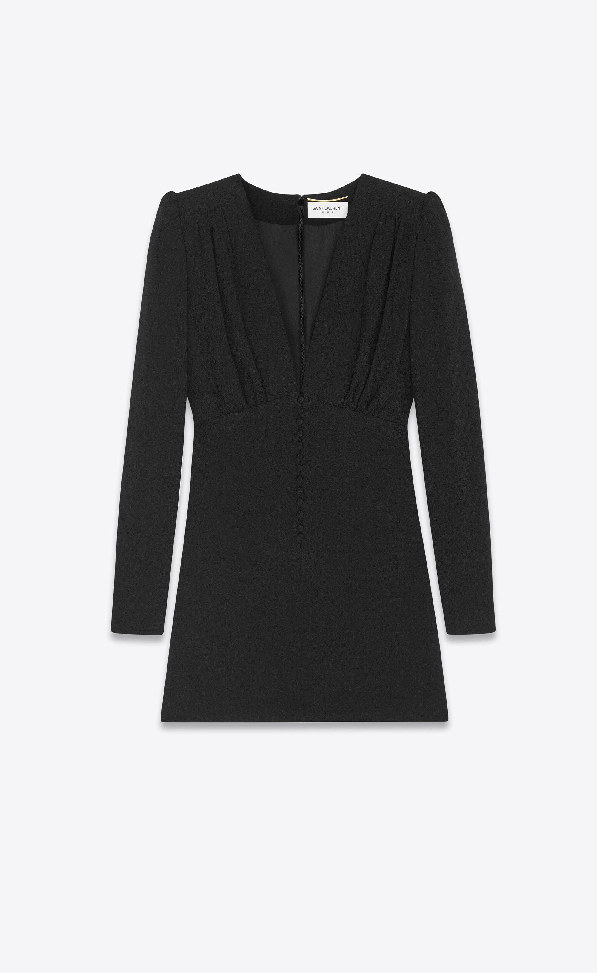 Saint Laurent Paris o1tr1nto0325 706903 Dress in Sablé in Black Size M / US 6-8 / IT 42-44 - 1 Thumbnail