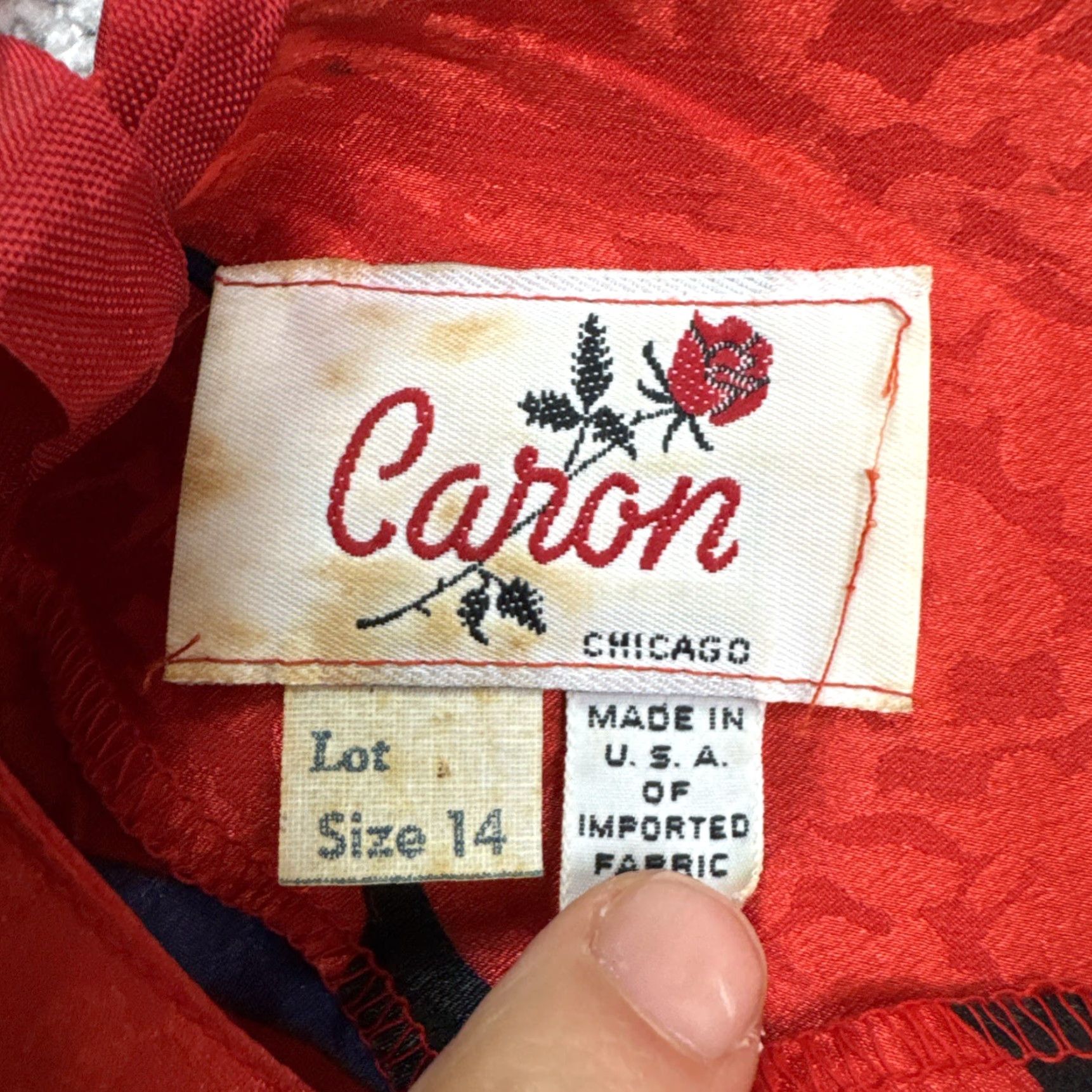 Vintage VINTAGE Caron Dress Womes 14 Red Black Abstract 80s Jacquard Peplum Midi Chicago Womes Size XL / US 12-14 / IT 48-50 - 5 Thumbnail