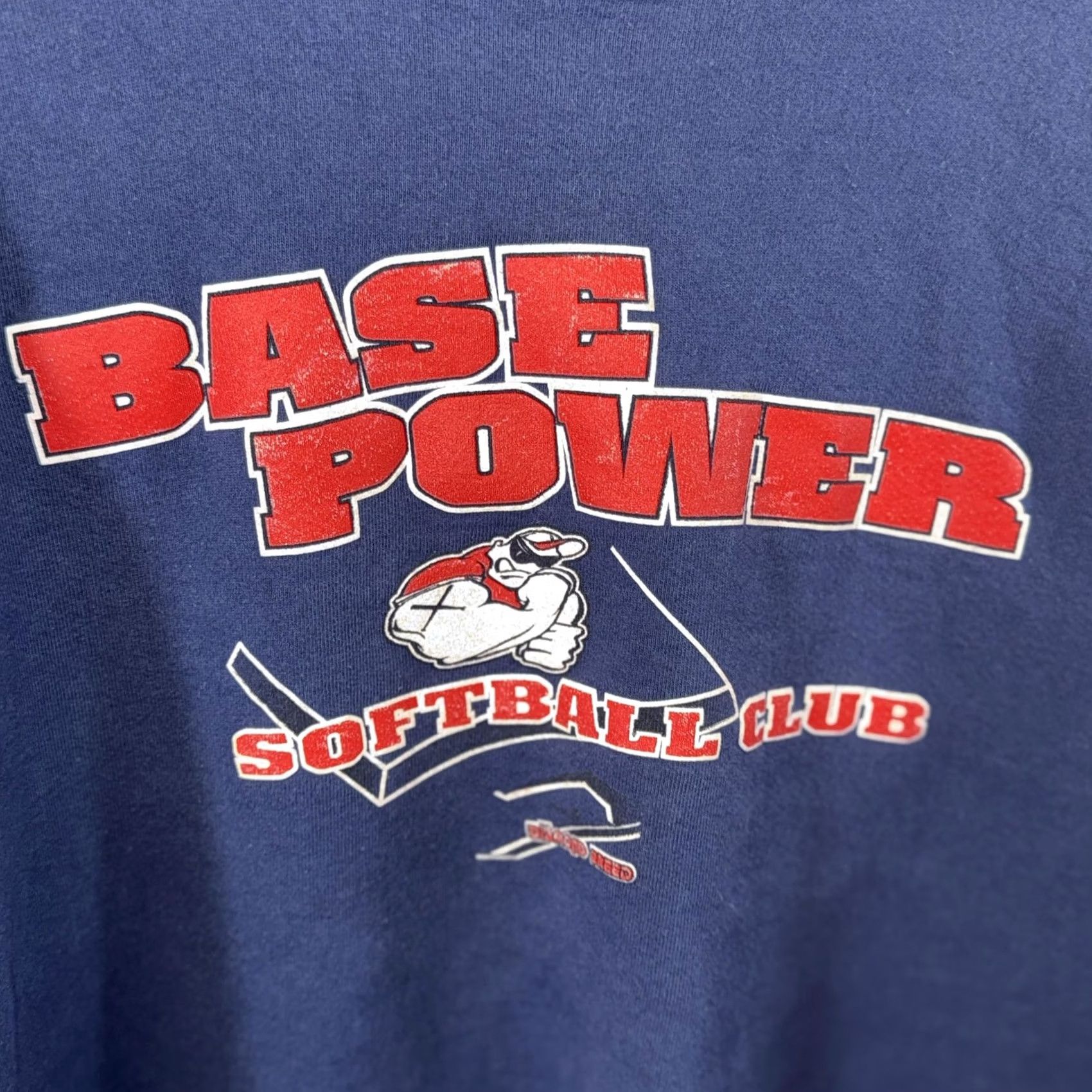 Hanes VINTAGE Hanes Sweatshirt Mens 2XL Navy Blue Crewneck Base Power Softball Club Graphic Size US XXL / EU 58 / 5 - 4 Thumbnail