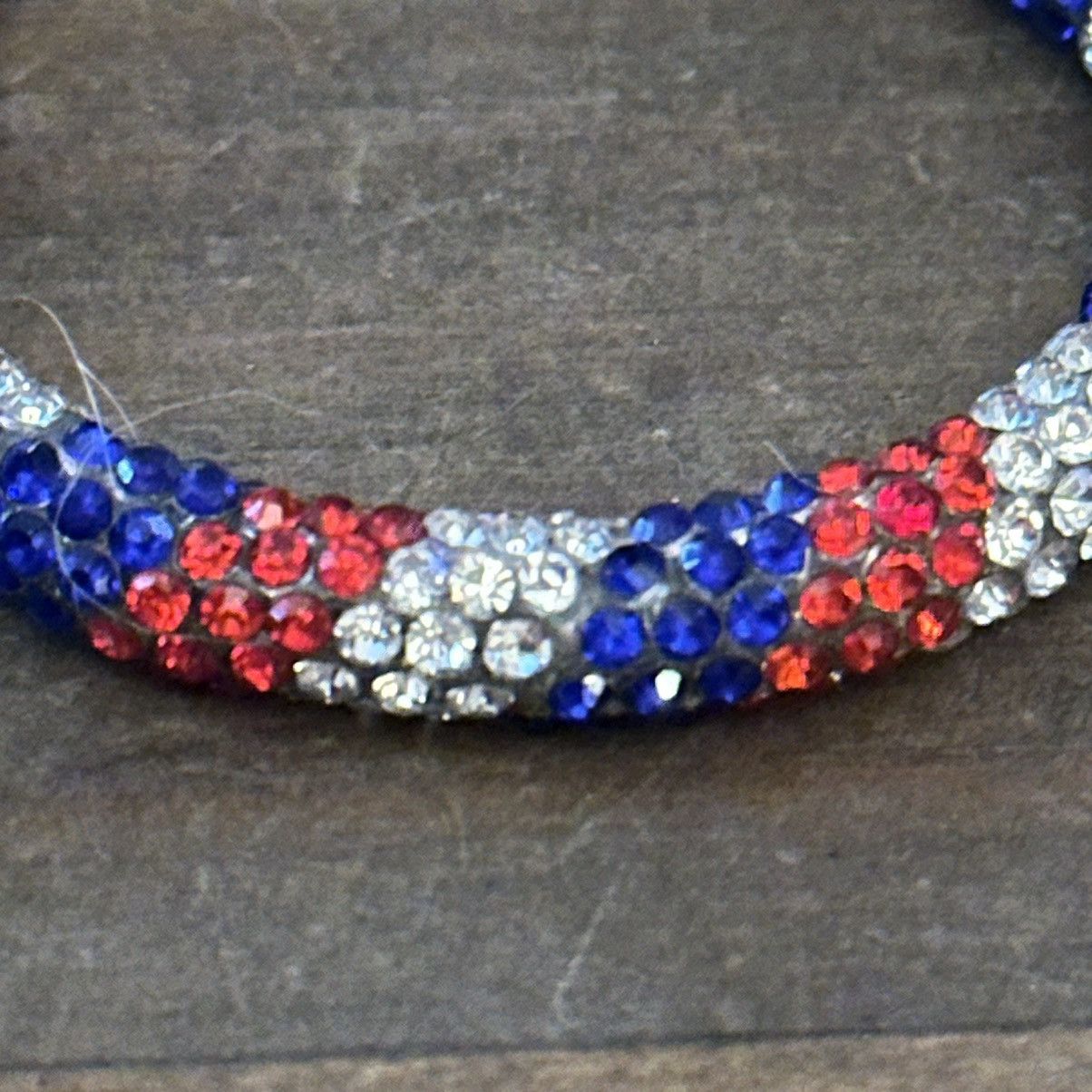 Other Red white and blue striped rhinestone hoop earrings Size ONE SIZE - 4 Thumbnail